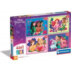 Puzzles Princesas Disney 4 en 1- 12, 16, 20 y 24 Piezas