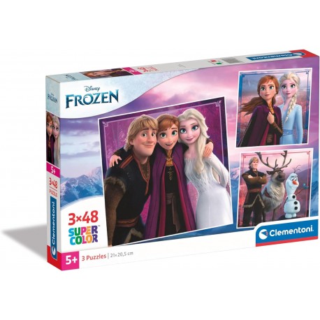 Puzzles Frozen 3 x 48 piezas en Cuadrados - Super Color