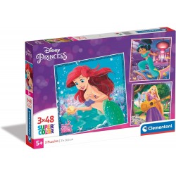 Puzzles Princesas Disney 3x48 Cuadrados - Clementoni