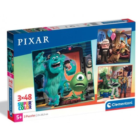 Puzzle Disney Pixar 3x48 piezas Super Color - Puzzles Clementoni