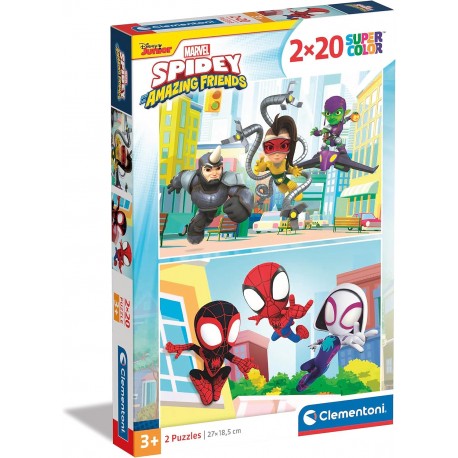 2 Puzzles de 20 Piezas Marvel Spidey y sus amigos - Clementoni