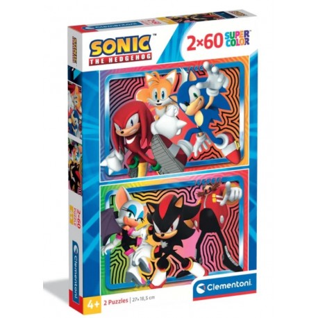 Puzzle Sonic 2 x 60 piezas Super Color - Puzzles Clementoni