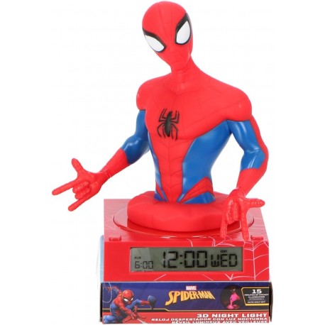 Lampara 3D con despertador Spiderman - Kids Juguetes