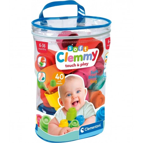 CLEMMY Bolsa de 40 Piezas Blanditas Construcción - Clementoni Baby