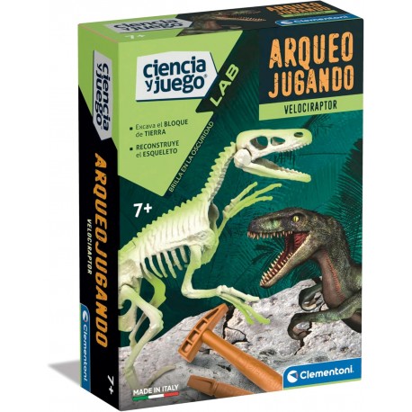 Arqueojugando Velociraptor Fluorescente - Clementoni