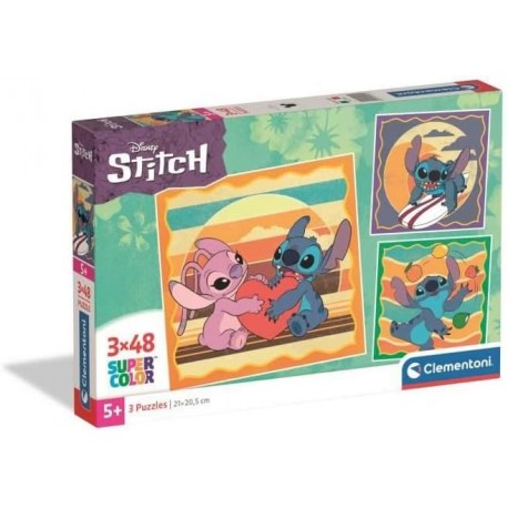 Puzzles STITCH 3 x 48 piezas Disney - Super Color Clementoni