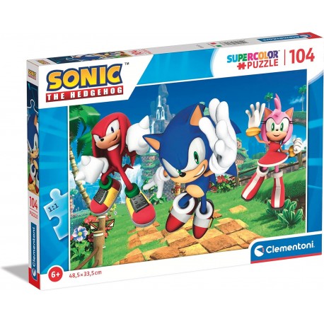 Puzzle Infantil 104 Piezas Sonic - Super Color - Clementoni