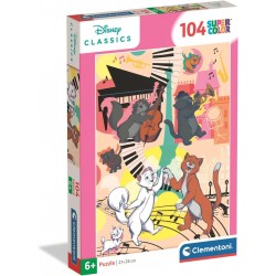 Puzzle Aristogatos Clasicos Disney 104 Piezas.- Super Color Clementoni