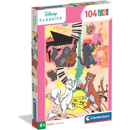 Puzzle Aristogatos Clasicos Disney 104 Piezas.- Super Color Clementoni