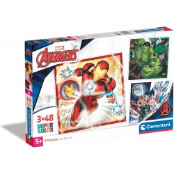 Puzzle Avengers 3x48 Piezas - Super Color - Clementoni