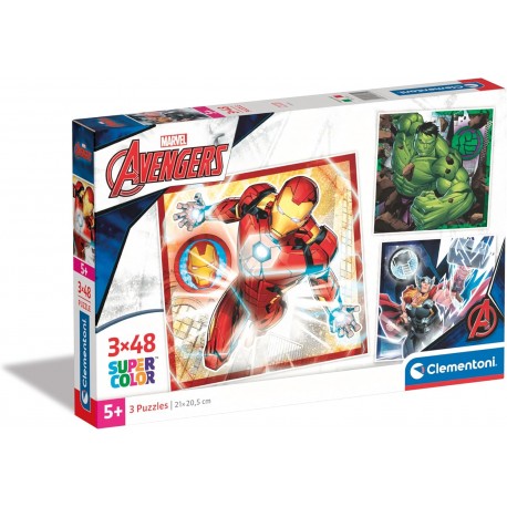 Puzzle Avengers 3x48 Piezas - Super Color - Clementoni
