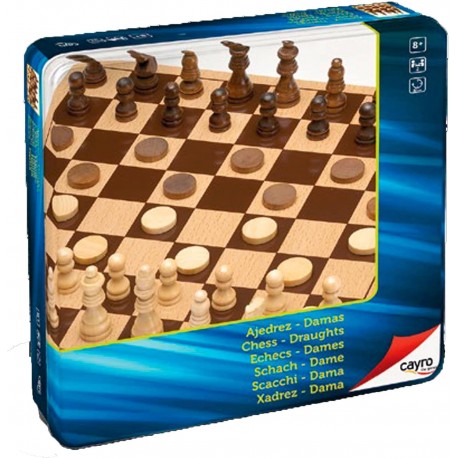 Ajedrez-Damas en Madera Caja Metal - Cayro