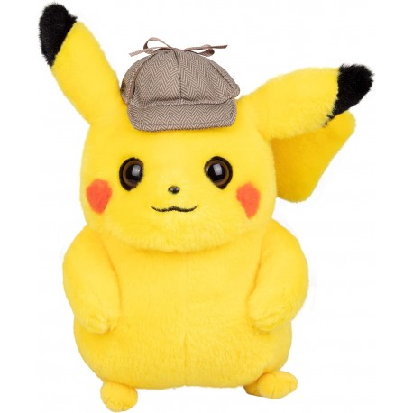 Peluche Pikachu Detective en Expositor de 6 Pokemon- 24 cm